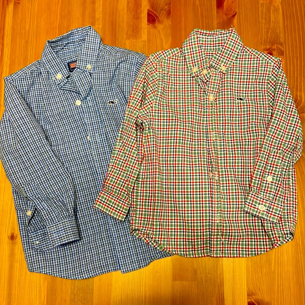 Vineyard Vines Bundle of 2 Long Sleeve Button Up Shirts in Boys 2T